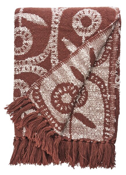 Prehoz z recyklovanej bavlny Rust / Off white 125 × 175 cm