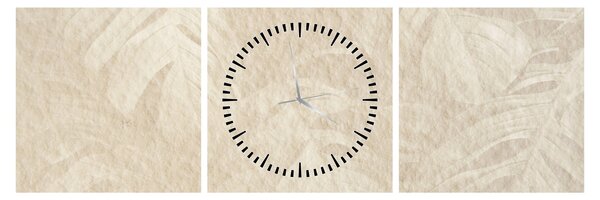 Obraz - Listy v textúre (s hodinami) (90x30 cm)
