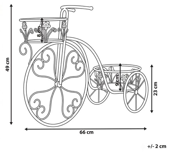 Stojan na rastliny krémová biela kov železo 66 x 24 x 49 cm tvar bicykla držiak na kvety provensalský štýl interiér exteriér