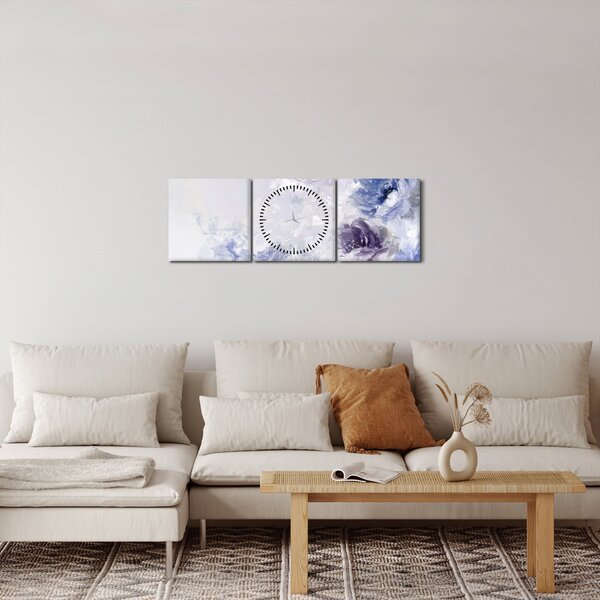 Obraz - Kvety, textúrovaná maľba (s hodinami) (90x30 cm)