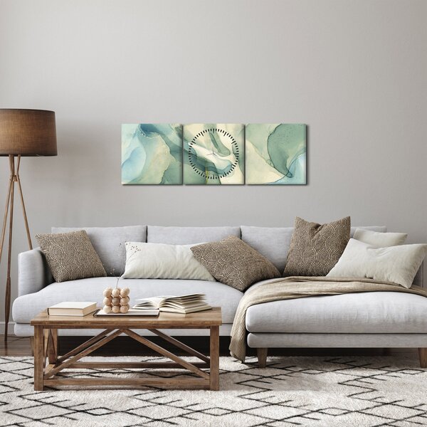 Obraz - Atramentová abstrakcia 3 (s hodinami) (90x30 cm)