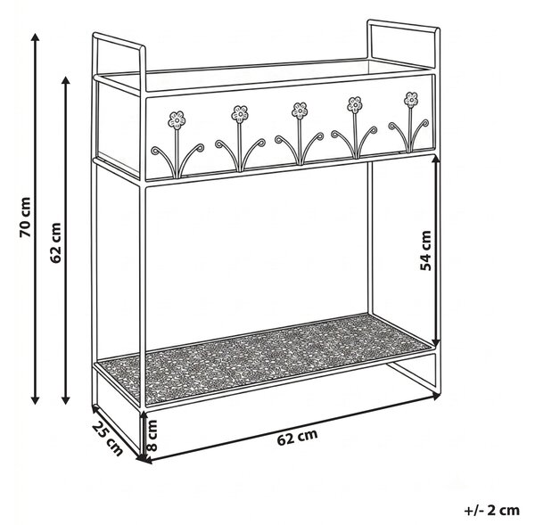Vyvýšený kvetináč béžový železo 62 x 25 x 70 cm stojan na rastliny kvetináč na podstavci interiér exteriér