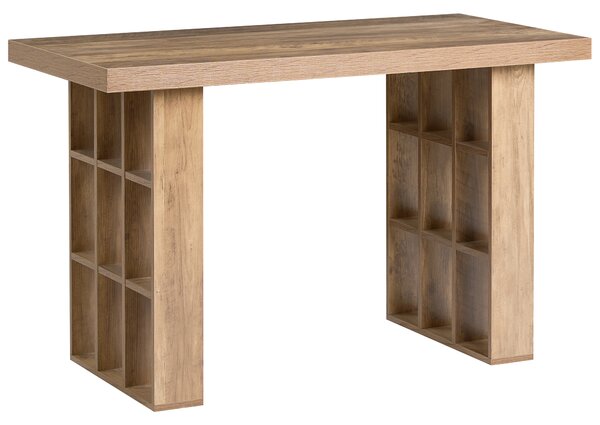 Písací stôl svetlohnedý MDF 120 x 60 cm s 18 policami úložný priestor škandinávsky štýl