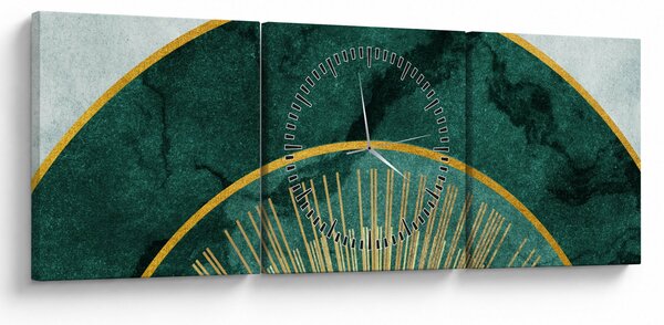 Obraz - Tvary so zlatou textúrou (s hodinami) (90x30 cm)