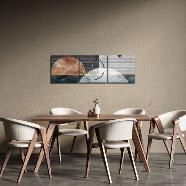 Obraz - Tvary a textúry (s hodinami) (90x30 cm)