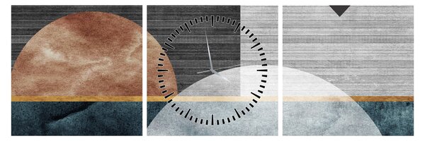 Obraz - Tvary a textúry (s hodinami) (90x30 cm)