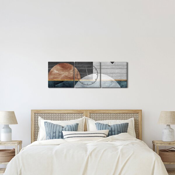 Obraz - Tvary a textúry (s hodinami) (90x30 cm)