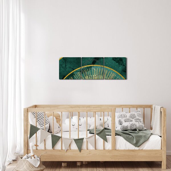 Obraz - Tvary so zlatou textúrou (s hodinami) (90x30 cm)