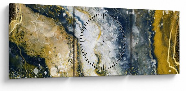 Obraz - Zlatá abstrakcia (s hodinami) (90x30 cm)