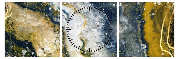 Obraz - Zlatá abstrakcia (s hodinami) (90x30 cm)