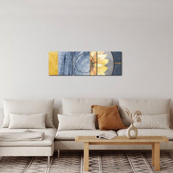 Obraz - Tvary a kvet (s hodinami) (90x30 cm)