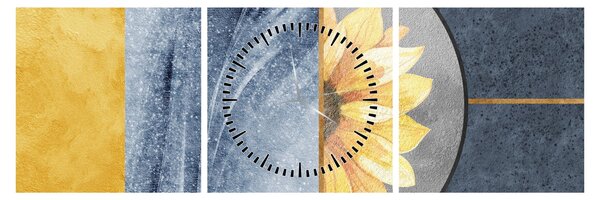 Obraz - Tvary a kvet (s hodinami) (90x30 cm)