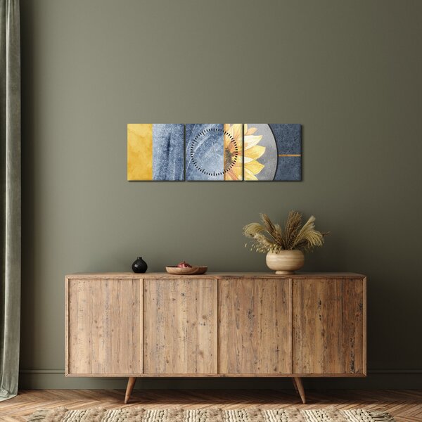 Obraz - Tvary a kvet (s hodinami) (90x30 cm)