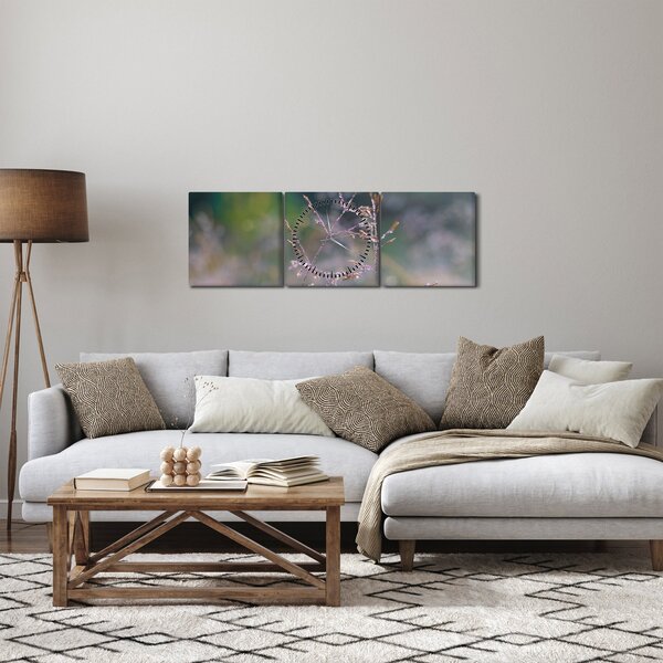 Obraz - Detail traviny (s hodinami) (90x30 cm)