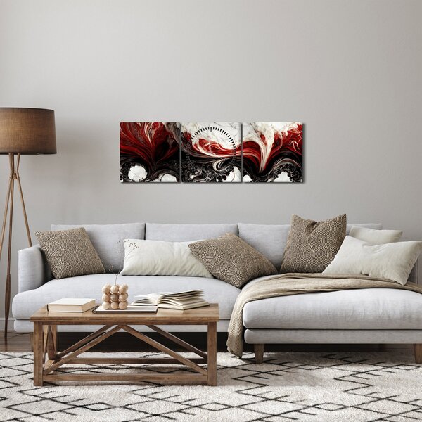 Obraz - Mramorovaná abstrakcia (s hodinami) (90x30 cm)