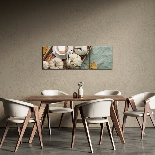 Obraz - Jesenný večierok (s hodinami) (90x30 cm)