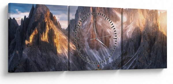 Obraz - Horská panoráma (s hodinami) (90x30 cm)