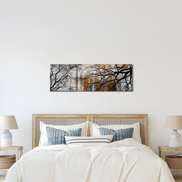 Obraz - Siluety stromov (s hodinami) (90x30 cm)