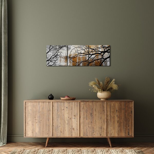 Obraz - Siluety stromov (s hodinami) (90x30 cm)