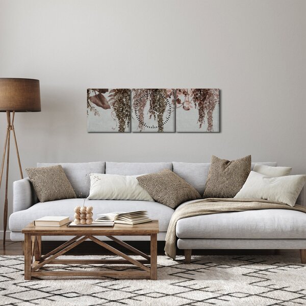 Obraz - Rastliny (s hodinami) (90x30 cm)