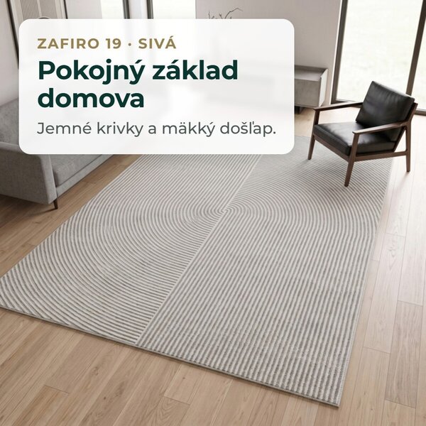 Angel Carpet, Kusový koberec Zafiro 19 Grey, 60x110, šedá, kancelária
