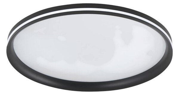 Stropné LED svetlo Isy, čierne, Ø 55 cm, kov, stmievateľné, Čierna, Obývacia izba / jedáleň, kov, Moderný, Závesné svietidlo