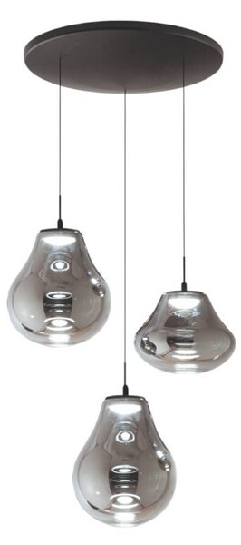 LED závesné svietidlo Deva, 3-pl., Ø 50 cm, sivá, stmievateľné, Hliník / sivá / zinok, Obývacia izba / jedáleň, Sklo, Moderný, Závesné svietidlo