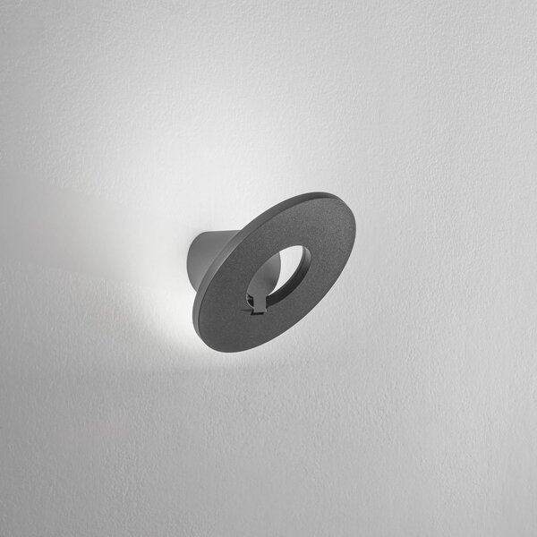 Fabas Luce LED vonkajšie nástenné svietidlo Elite, tmavošedá, kov, Ø 24 cm, IP54, Čierna, Hliník, Moderný