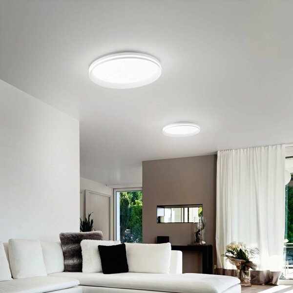 Stropné LED svetlo Isy, biele, Ø 55 cm, kov, stmievateľné, Biela / opálová, Obývacia izba / jedáleň, kov, Moderný, Závesné svietidlo