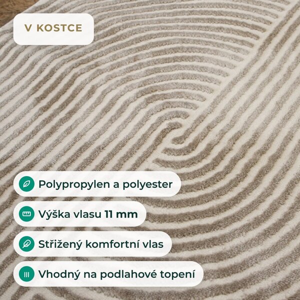 Angel Carpet, Kusový koberec Zafiro 19 Gold, 60x110, žltá, kancelária