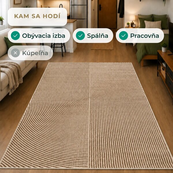 Angel Carpet, Kusový koberec Zafiro 19 Gold, 60x110, žltá, kancelária