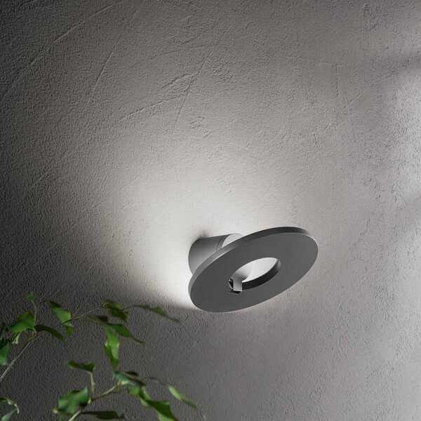 Fabas Luce LED vonkajšie nástenné svietidlo Elite, tmavošedá, kov, Ø 24 cm, IP54, Čierna, Hliník, Moderný