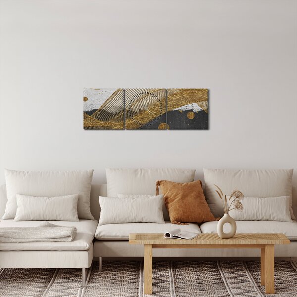 Obraz - Zlaté pierka (s hodinami) (90x30 cm)