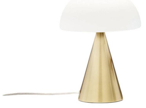 Stolová LED lampa Blip, mosadz/biela, sklo, dotykový stmievač, Mosadz / zlato, Obývacia izba / jedáleň, Sklo, Moderný, Stolová lampa