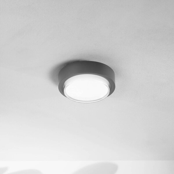 Fabas Luce LED vonkajšie stropné svietidlo Owen, tmavošedá, kov, 23 cm, IP65, Čierna, Hliník, Moderný
