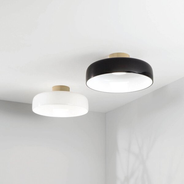 Stropné LED svetlo Lunar, čierne, sklo, Ø 42 cm, stmievateľné, Čierna, Obývacia izba / jedáleň, Sklo, Moderný, Závesné svietidlo