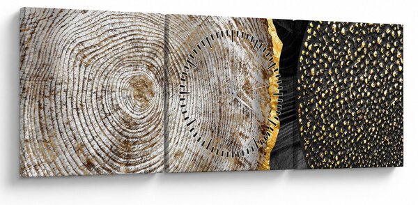 Obrázok - Kmeň stromu v koláži 2 (s hodinami) (90x30 cm)