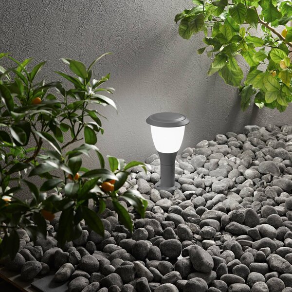 Fabas Luce Svietidlo na podstavec Thiago, 30 cm, tmavošedá, kov, IP65, Čierna, Hliník, Moderný, Osvetlenie príjazdovej cesty