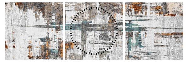 Obraz - Abstraktné ťahy (s hodinami) (90x30 cm)