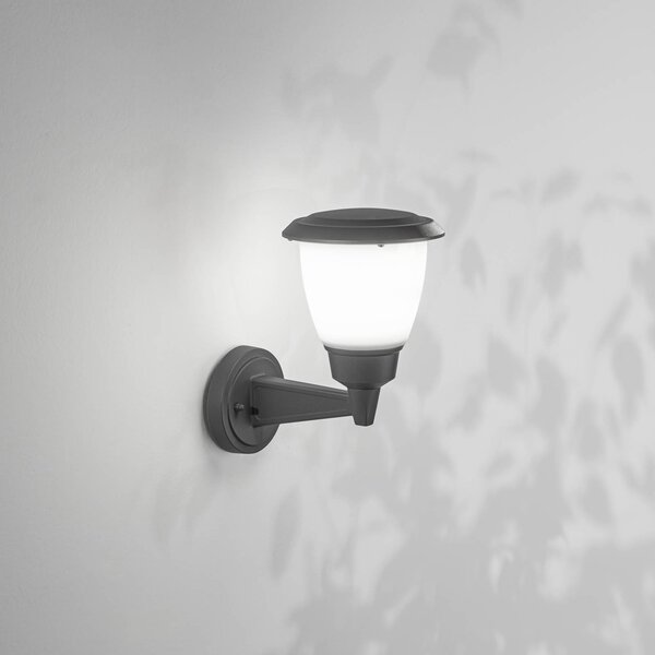 Fabas Luce Vonkajšie nástenné svietidlo Thiago, tmavošedá, kov, 20 cm, IP54, Čierna, Hliník, Moderný