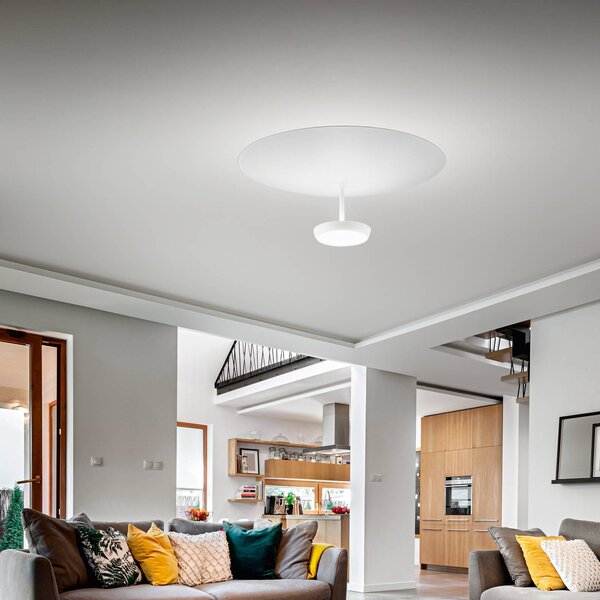 Stropné LED svetlo Yuko, biele, kovové, výška 23 cm, stmievateľné, Biela / opálová, Obývacia izba / jedáleň, kov, Moderný, Závesné svietidlo