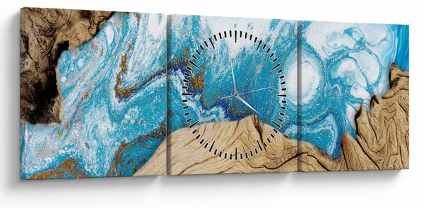 Obraz - Drevo (s hodinami) (90x30 cm)