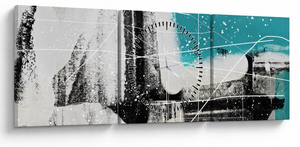 Obraz - Tyrkysová abstrakcia (s hodinami) (90x30 cm)
