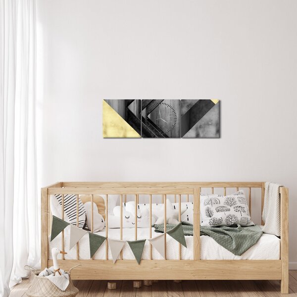 Obraz - Textúrované tvary (s hodinami) (90x30 cm)