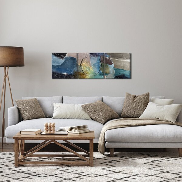 Obraz - Akvarelová abstrakcia (s hodinami) (90x30 cm)