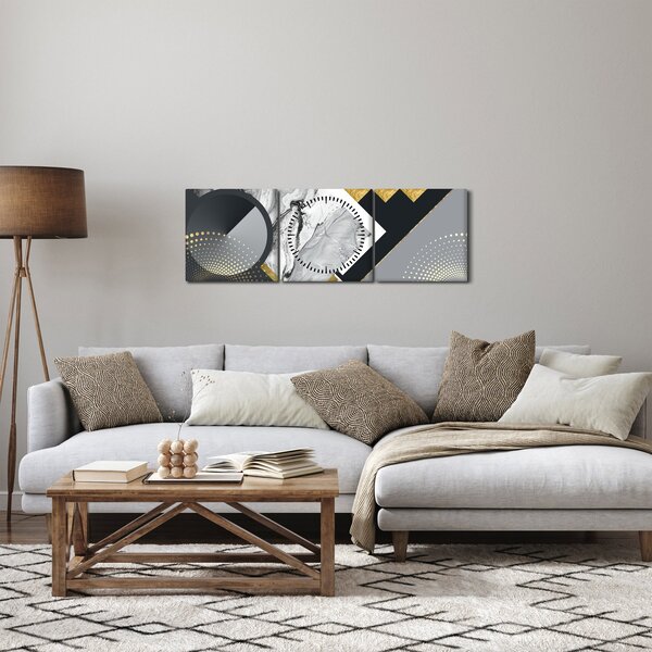 Obraz - Texturoavná koláž (s hodinami) (90x30 cm)