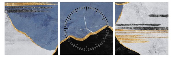Obraz - Textúrované tvary (s hodinami) (90x30 cm)