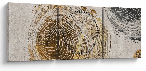 Obraz - Abstrakcia kmeňov (s hodinami) (90x30 cm)