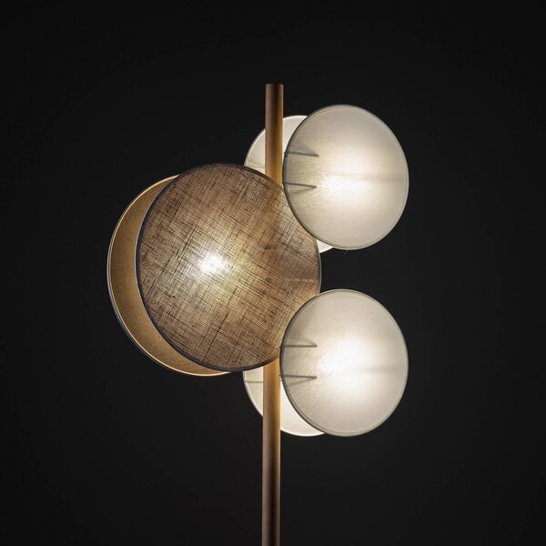 Stojacia lampa Pulse, jutové tienidlá, prírodná hnedá/biela, 3 plamene, Hnedá / hrdzavá, Obývacia izba / jedáleň, Textil / látka / hodváb, Stojaca lampa
