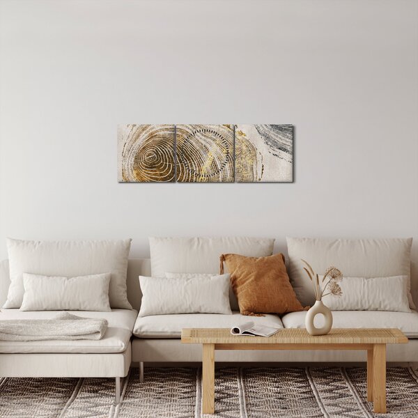 Obraz - Abstrakcia kmeňov (s hodinami) (90x30 cm)